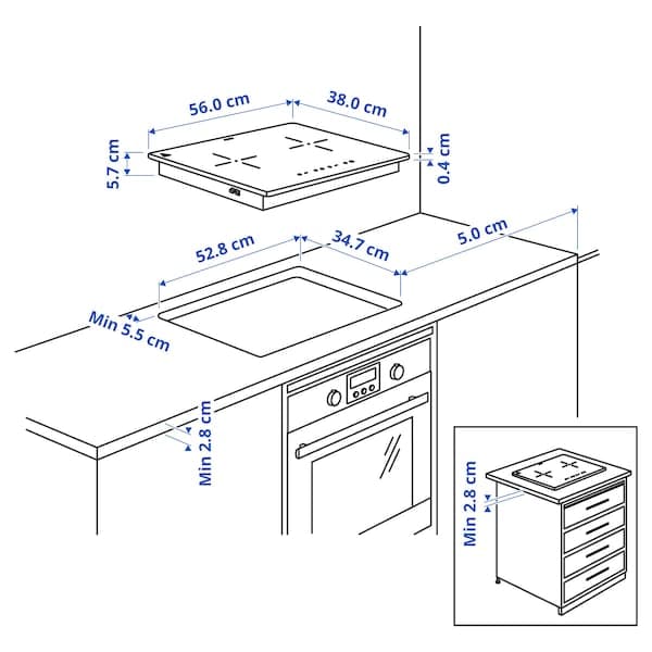 Ikea LAGAN Induction hob - plug-in 2 zones/black ,