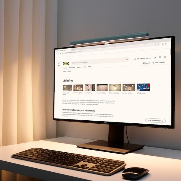 Ikea LAGERGÅNG - LED screen lamp, adjustable light intensity/turquoise ,
