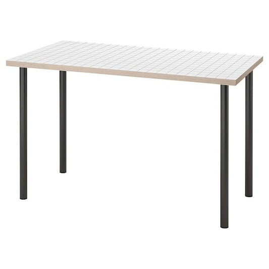 LAGKAPTEN / ADILS - Desk, white anthracite/dark grey, 120x60 cm - best price from Maltashopper.com 19508409