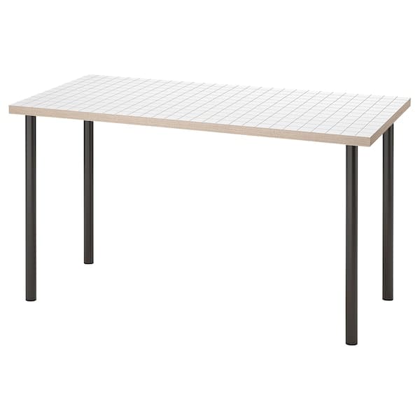 LAGKAPTEN / ADILS - Desk, white anthracite/dark grey, 140x60 cm - best price from Maltashopper.com 99508429