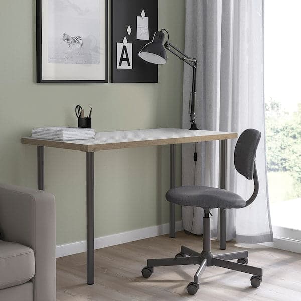 LAGKAPTEN / ADILS - Desk, white anthracite/dark grey, 120x60 cm - best price from Maltashopper.com 19508409