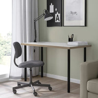 LAGKAPTEN / ADILS - Desk, white anthracite/black, 140x60 cm - best price from Maltashopper.com 49508422