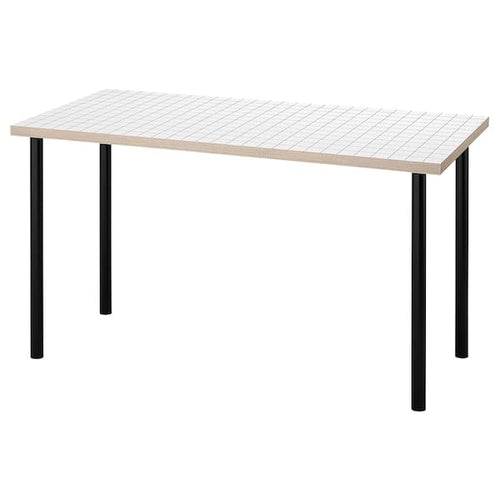 LAGKAPTEN / ADILS - Desk, white anthracite/black, 140x60 cm