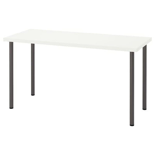 LAGKAPTEN / ADILS - Desk, white/dark grey, 140x60 cm