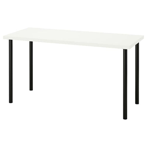 LAGKAPTEN / ADILS - Desk, white/black, 140x60 cm