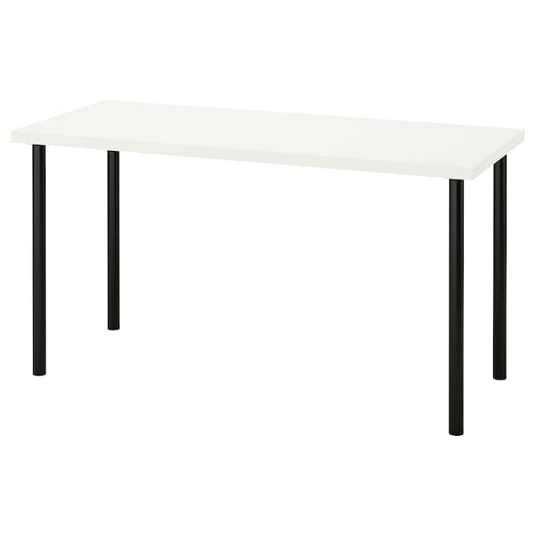 LAGKAPTEN / ADILS - Desk, white/black, 140x60 cm