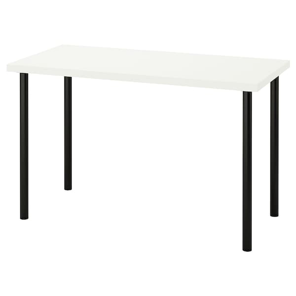 LAGKAPTEN / ADILS - Desk, white/black, 120x60 cm - best price from Maltashopper.com 29416763