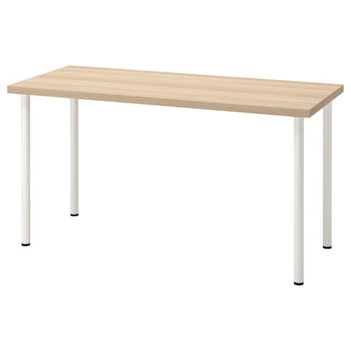 LAGKAPTEN / ADILS - Desk, white stained oak effect/white, 140x60 cm