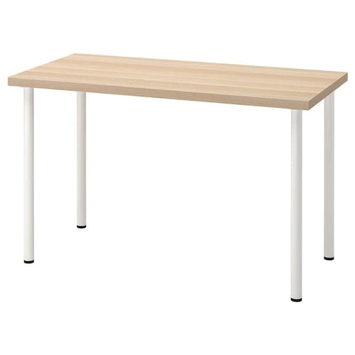 LAGKAPTEN / ADILS - Desk, white stained oak effect/white, 120x60 cm