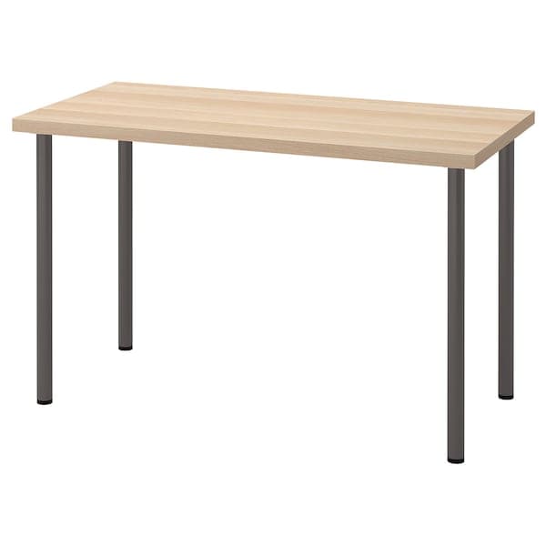 LAGKAPTEN / ADILS - Desk, white stained oak effect/dark grey, 120x60 cm