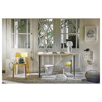 LAGKAPTEN / ADILS - Desk, white stained oak effect/dark grey, 120x60 cm - best price from Maltashopper.com 99416887