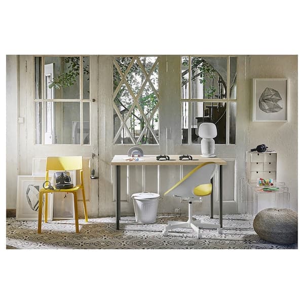 Ikea LAGKAPTEN / ADILS - Desk, white stained oak effect/dark grey, 120x60 cm