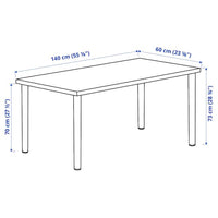 LAGKAPTEN / ADILS - Desk, white stained oak effect/black, 140x60 cm - best price from Maltashopper.com 59417252