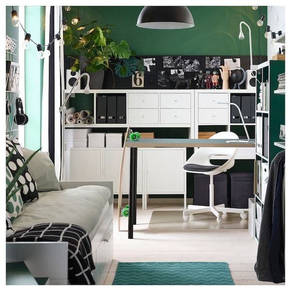 LAGKAPTEN / ADILS - Desk, grey-turquoise/black, 120x60 cm - best price from Maltashopper.com 39523338