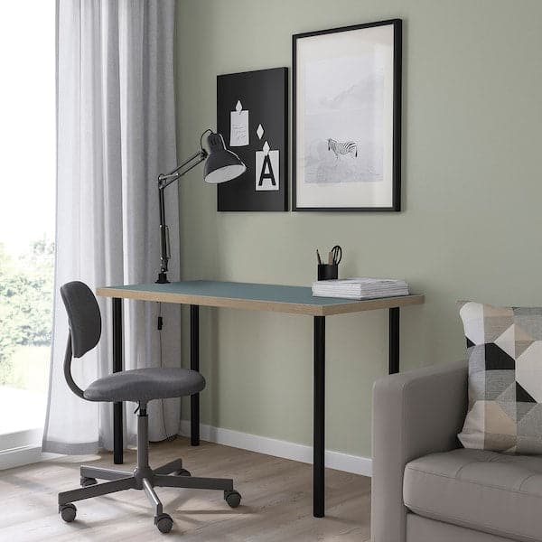 Ikea LAGKAPTEN / ADILS - Desk, grey-turquoise/black, 120x60 cm