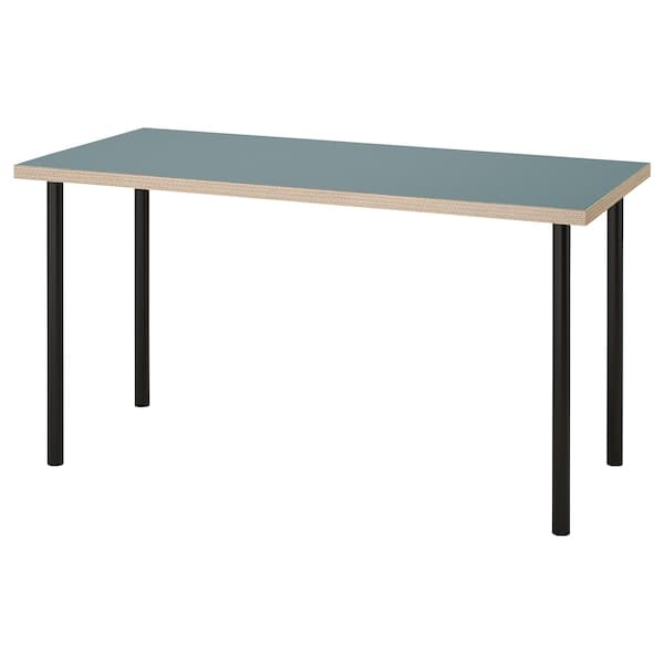 Ikea LAGKAPTEN / ADILS - Desk, grey-turquoise/black, 140x60 cm
