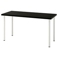 LAGKAPTEN / ADILS desk, black-brown/white, 140x60 cm