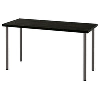 LAGKAPTEN / ADILS desk, black-brown/dark grey, 140x60 cm