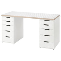 LAGKAPTEN / ALEX - Desk, white anthracite/white, 140x60 cm - best price from Maltashopper.com 99508434
