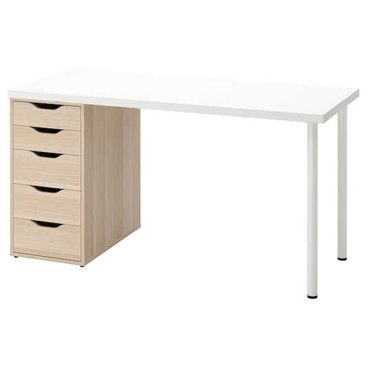 Ikea LAGKAPTEN / ALEX - Desk, white/white stained oak effect, 140x60 cm