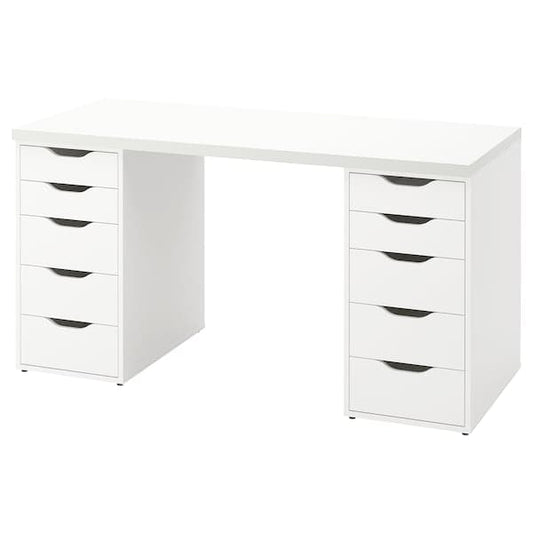 LAGKAPTEN / ALEX - Desk, white, 140x60 cm - best price from Maltashopper.com 99431982