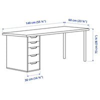 LAGKAPTEN / ALEX - Desk, white, 140x60 cm - best price from Maltashopper.com 49431927