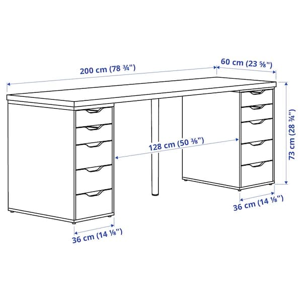 LAGKAPTEN ALEX Desk white 200x60 cm Best Price at