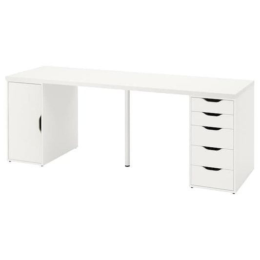 LAGKAPTEN / ALEX - Desk, white, 200x60 cm - best price from Maltashopper.com 89521695