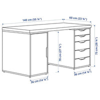 LAGKAPTEN / ALEX - Desk, white, 140x60 cm - best price from Maltashopper.com 09521604