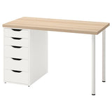 LAGKAPTEN / ALEX desk, white stained oak effect/white, 120x60 cm