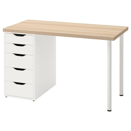 LAGKAPTEN / ALEX - Desk, white stained oak effect/white, 120x60 cm