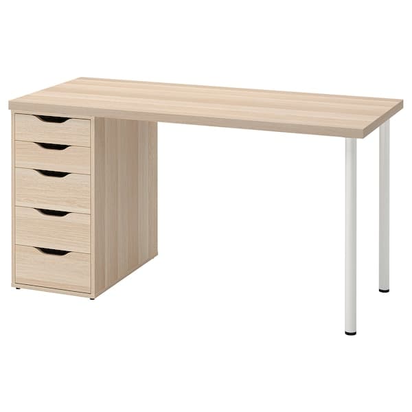 Ikea LAGKAPTEN / ALEX - Desk, white stained oak effect/white, 140x60 cm