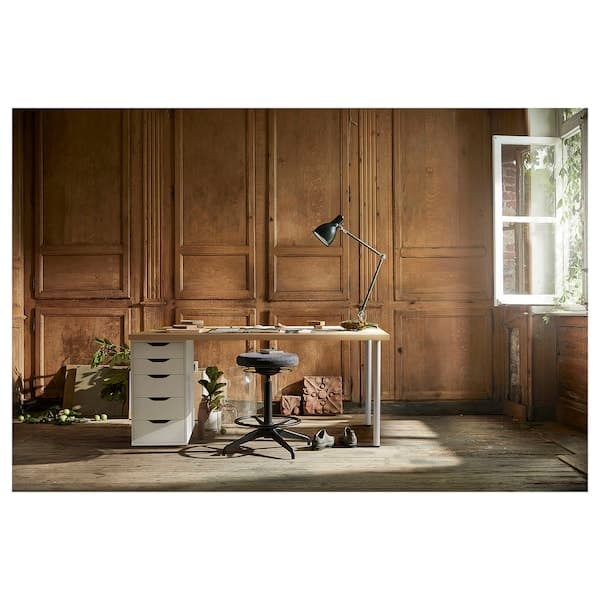 LAGKAPTEN / ALEX - Desk, white stained oak effect/white, 140x60 cm - best price from Maltashopper.com 09432014