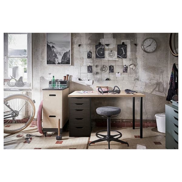 Ikea LAGKAPTEN / ALEX Desk - oak effect with white/brown-black stain 120x60 cm , 120x60 cm