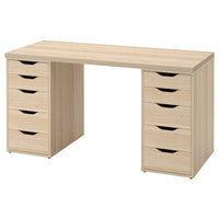 LAGKAPTEN / ALEX - Desk, white stained oak effect, 140x60 cm - best price from Maltashopper.com 59432040