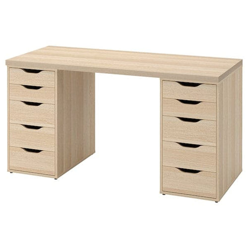LAGKAPTEN / ALEX - Desk, white stained oak effect, 140x60 cm