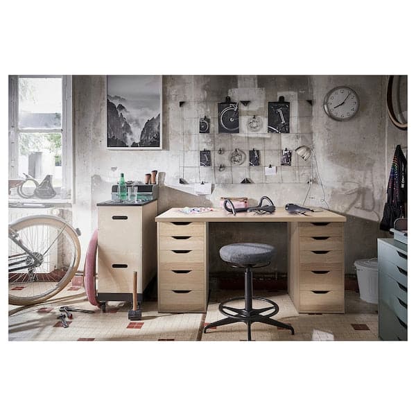 LAGKAPTEN / ALEX - Desk, white stained oak effect, 140x60 cm - best price from Maltashopper.com 59432040