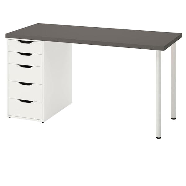 LAGKAPTEN / ALEX - Desk, dark grey/white