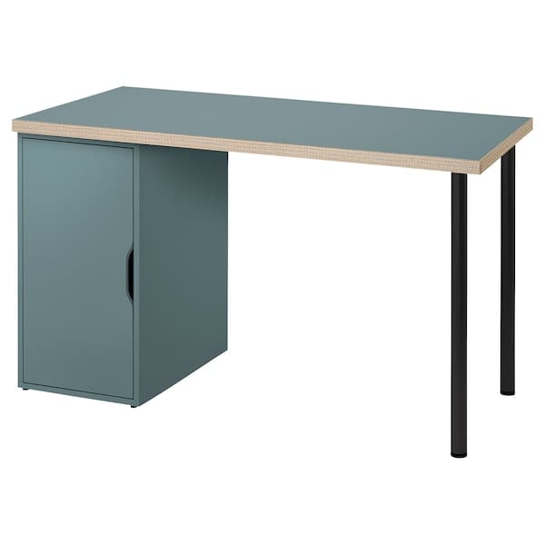 LAGKAPTEN / ALEX - Desk, grey-turquoise/black, 120x60 cm - best price from Maltashopper.com 29523372