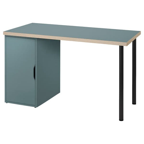 LAGKAPTEN / ALEX - Desk, grey-turquoise/black, 120x60 cm