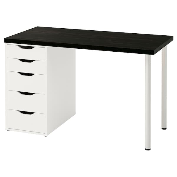 LAGKAPTEN / ALEX Desk - black-brown/white 120x60 cm , 120x60 cm - best price from Maltashopper.com 19417051