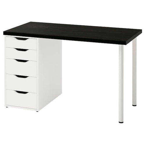 LAGKAPTEN / ALEX Desk - black-brown/white 120x60 cm , 120x60 cm