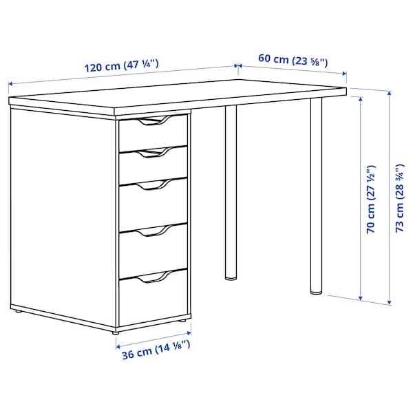 LAGKAPTEN / ALEX Desk - black-brown/white 120x60 cm , 120x60 cm - best price from Maltashopper.com 19417051