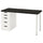 LAGKAPTEN / ALEX desk, black-brown/white, 140x60 cm