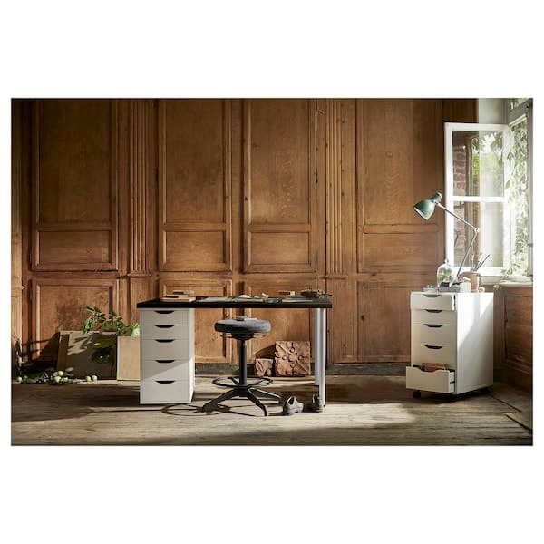 LAGKAPTEN / ALEX Desk - black-brown/white 120x60 cm , 120x60 cm - best price from Maltashopper.com 19417051