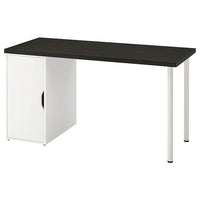 LAGKAPTEN / ALEX - Desk, black-brown/white, , 140x60 cm - best price from Maltashopper.com 89521520