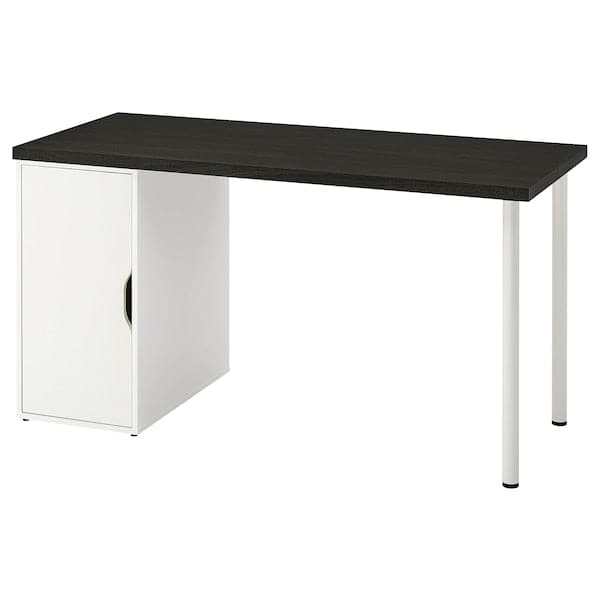 LAGKAPTEN / ALEX - Desk, black-brown/white, , 140x60 cm