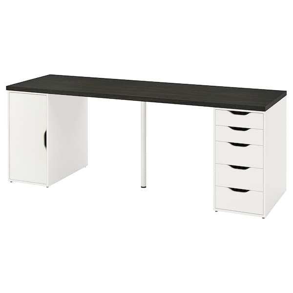 LAGKAPTEN / ALEX - Desk, black-brown/white, , 200x60 cm