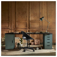 LAGKAPTEN / ALEX - Desk, brown-black/grey-turquoise, , 200x60 cm - best price from Maltashopper.com 29521660