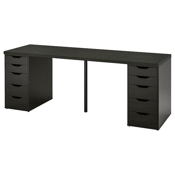 LAGKAPTEN / ALEX Desk - black-brown/black 200x60 cm , 200x60 cm